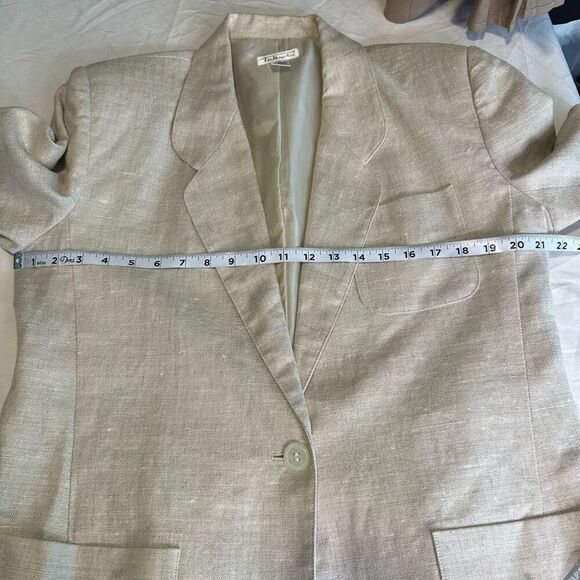 Vintage Talbots 100% Linen Tan Blazer Womens 14 Pockets Preppy Minimalist Career - Picture 6 of 9